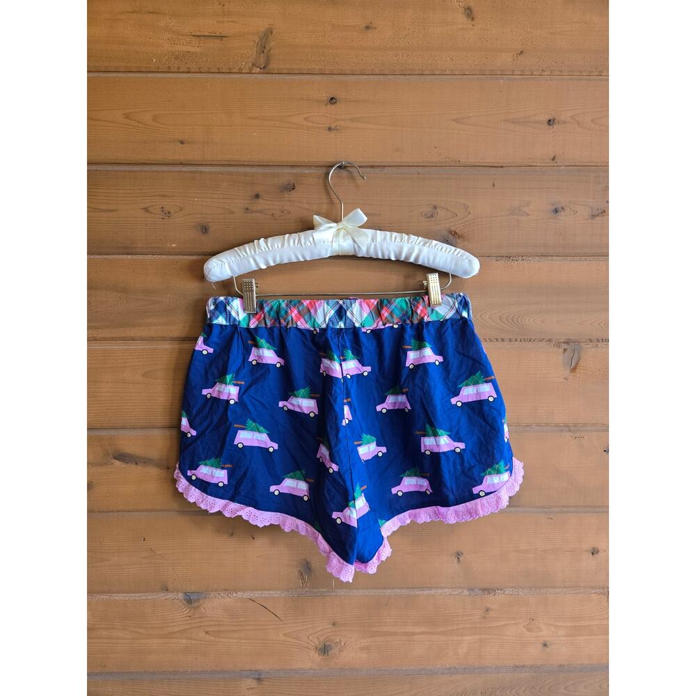 Shiraleah Short Boxer Pajama Pink Car Navy Plaid Holiday Preppy Christmas Small - Picture 5 of 5